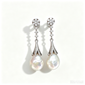 Teardrop Pearl Earrings with Cubic Zirconia