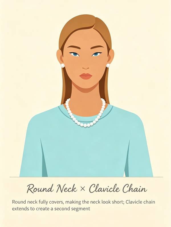 Round neck with clavicle pearl necklace